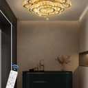 Flashing God W24'' Modern Bedroom Crystal Chandeliers Living Room Ceiling Lighting Chandeliers Dining Room Pendant Light Bedroom Lamp Dimmable LED 2700k 4500k 6000k