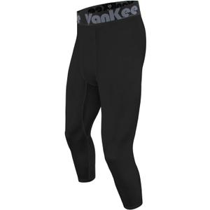 Men's 3/4 Compression Pants Quick Dry Workout Performance Leggings Athletic Base Layer Tights Bottoms for Running Gym (Black, M)