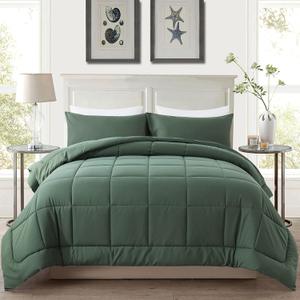 DOWNCOOL Twin Comforter Set -All Season Bedding Comforters Sets with 1 Pillow Case -2 Pieces Bed Set Down Alternative Comforter Set -Sage Green Twin Bedding Sets(64"x88")