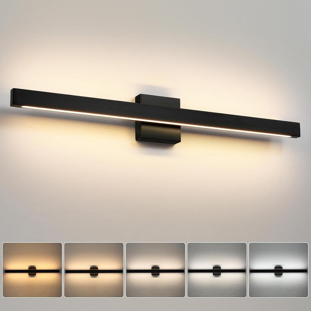 Modern Bathroom Vanity Light Black Bathroom Light Fixture Over Mirror 32 Inch 26W Dimmable 5CCT LED Vanity Light Bar for Bathroom Mirror Cabinets Bedroom
