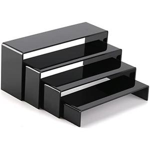 A+ DESIGN Acrylic Display Risers Suitable for Cupcake Retail Shoe Showcase Jewelry Funko Pop Figures (Black 3 Pack Set)