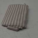 jinchan Striped Linen Kitchen Curtains with Attached Valance 36 Inch Length Cafe Tier Curtains for Living Room Rustic Half Window Light Filtering Rod Pocket Small Drapes 2 Panels Taupe Grey