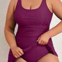 Eomenie Plus Size Swimdress for Women One Piece Swimsuit Tummy Control Swim Dresses Skirt Bathing Suit (Purple, L)