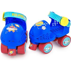 SULIFEEL Kids Adjustable Quad Roller Skates,Toddler Beginner Roller Skates for Girls and Boys Age 2-5 Years Old (Space Blue)