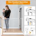 SHYUJAJIE No Bottom Bar Baby Gate, 37 inch Tall Cat Pet Gate for Doorway, Adjustable 27.5in- 43 in Dog Gate with Large Walk Thru Door (White, 37inch)