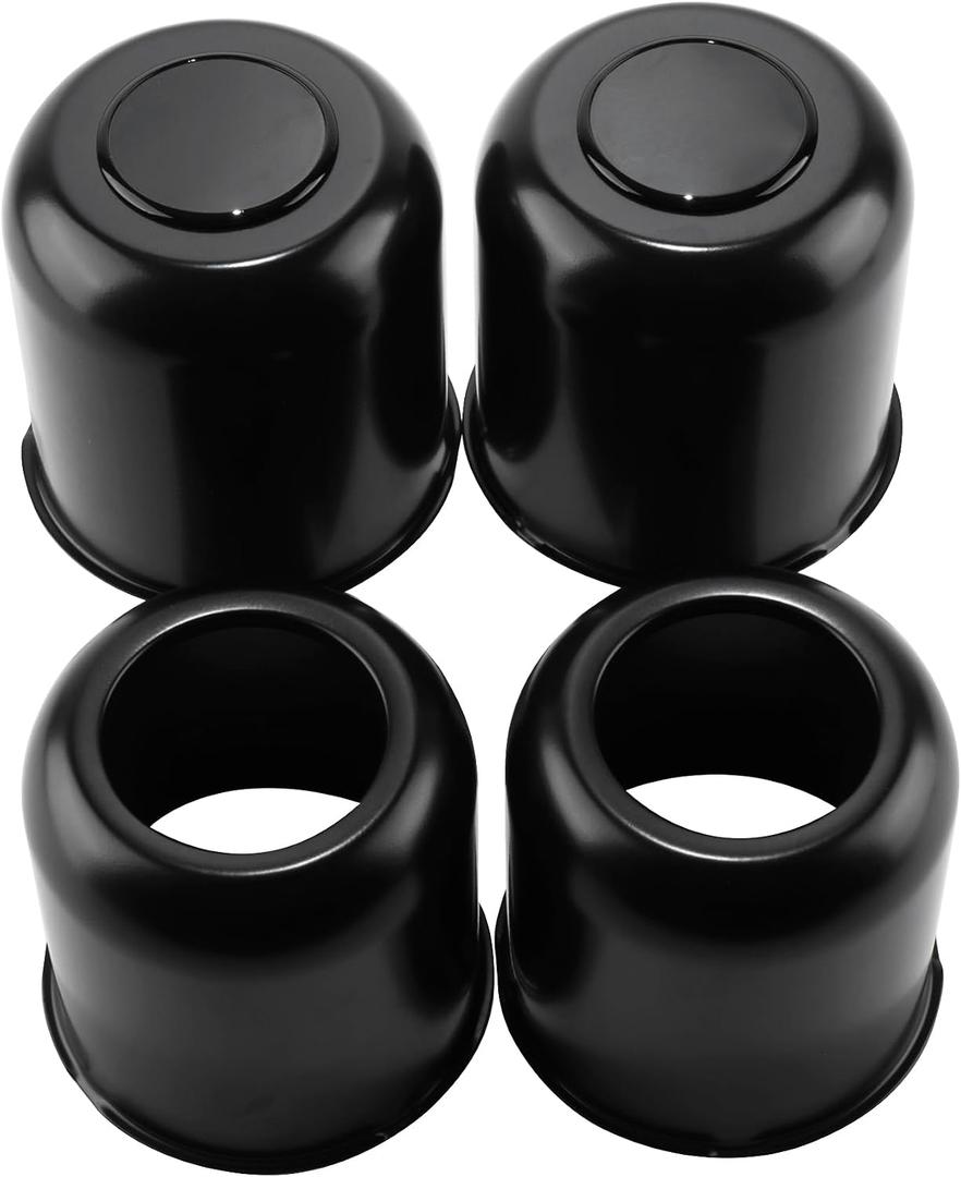 4Pcs 4.25inch Stainless Trailer Wheel Center Caps Push Through Center Hub Cap for Truck SUV RV Wheel Rim, Combination of Removable and Open End Matt Black Wheel Hub Covers