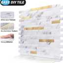 Art3d 10-Sheet Peel and Stick Stone Overlay Kitchen Backsplash Tile - Volakas White Embellished with Metal Gold (11.7" x 12")