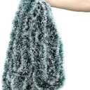 50FT Christmas Tinsel Garland, Snow Flocked Artificial Greenery Pine Garland for Christmas Tree Wedding Birthday Home Party Decoration