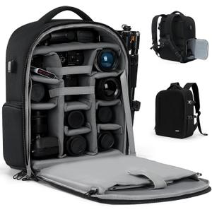CADeN Camera Backpack, Extra Large DSLR Camera Bag with 17" Laptop Compartment, Waterproof Rain Cover, Professional Travel Hiking Camera Backpack Bag, 2.0 Extra Large