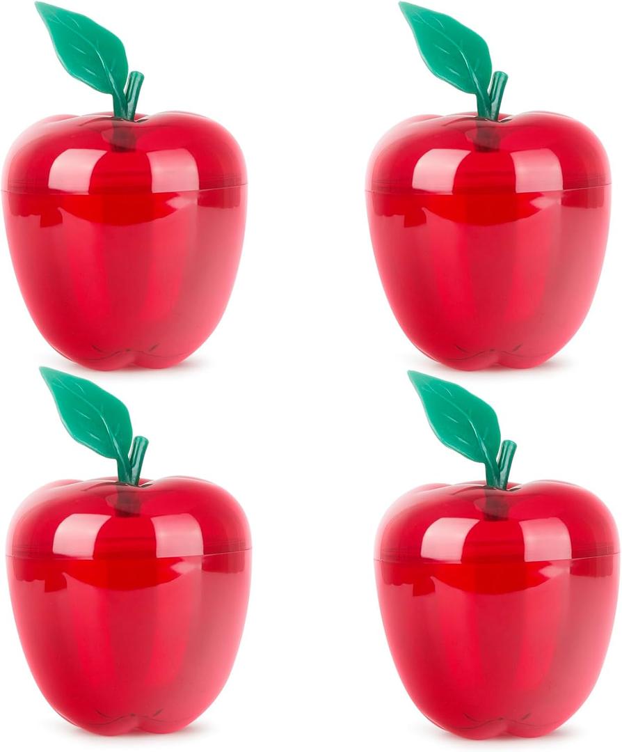 Plastic Apple Container Jars 5.9-Inch Apple Shape Cookie Jars, Festival Cookie Container Set for Christmas Decoration, Lovely Candy Cookie Jar (4 in Red)