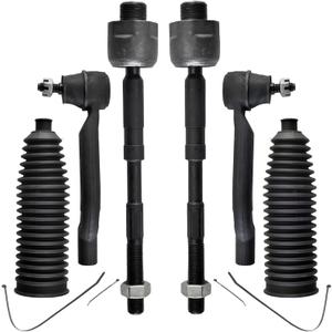 ASTARPRO - Front 6pc Tie Rods Kit for 08-13 Nissan Rogue, 14-15 Rogue Select, 4 Inner &Outer Tie Rods 2 Boots 2008 2009 2010 2011 2012 2013 2014 2015 Replacement