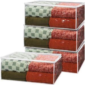 Handy Laundry Blanket Storage Bags - 90 L, Pack Of 4, Zippered Large Clear Plastic Storage Bag, Shield Your Quilt Blankets, Bedding & Clothes from Dust, Dirt & Moisture, Gliding Zipper for Easy Access
