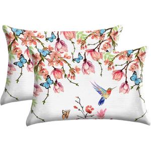 Microfiber Pillow Cases 2PCS,Floral Print Pattern Pillow Cover Set with Hidden Zipper, Lightweight and Breathable, Standard Size 20"X 26" Pillow case (01-Flower)