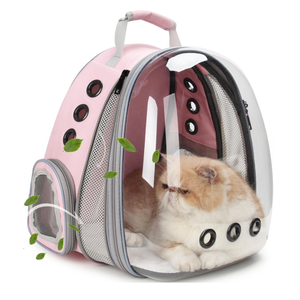 Vivicreate Large Cat Backpack Carrier for Travel and Hiking Transparent Pet Bubble Backpack for Cats up to 20lbs with Ventilation and Padded Straps Mochila para Gatos transportadora mascotas (Pink)