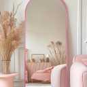 Antok 58" x19” Arched Full Length Mirror, Floor Mirror with Stand,Pink