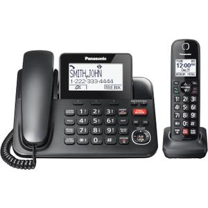 Panasonic Corded/Cordless Phone with Advanced Call Block, 2-Way Recording and Digital Answering Machine, 1 Handset Expandable up to 6 Cordless Handsets - KX-TGF850B (Black)