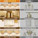 Brushed Gold Bathroom Light Fixtures 4-Light Crystal Vanity Lights