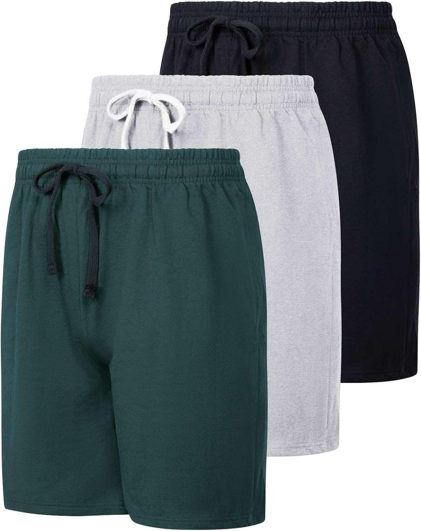 3 Pack: Men's Big & Tall Casual Lounge Shorts Pockets Active Sports Fitness Training Athletic Gym Sweat Workout Knit Elastic Basketball French Terry Cloth Casual Quick Dry Fit Sleep Cotton- Set 4, 4X