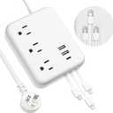 6 USB Power Strip with 3 Charging Cable - Travel Power Strip with 6 USB Desktop Charging Station and 3 Outlets, 5ft Flat Plug Extension Cord, Non Surge Protector for Cruise Ship Travel Office Dorm
