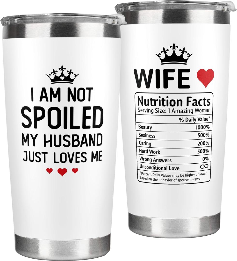 Valentines Day Gifts for Her - Valentines Day Gifts for Wife from Husband - Wedding Anniversary for Women, Birthday, Mothers Day, Christmas Romantic Gift for Wife - 20 Oz White Tumbler