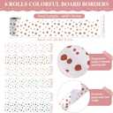 Tenceur 160ft Boho Dots Border for Bulletin Board, Polka Dot Classroom Decoration, 6 Rolls Colorful Painted Dots Scalloped Bulletin Board Border Trims for Chalkboard Whiteboard Poster Decor