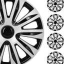 SCITOO Premium 16 Inch Hubcaps Set of 4 Wheel Rim Cover OEM Style Easy Snap On Car Truck SUV Hub Cap Replacement for Dodgefor Honda,for Mazda,for Kia,for Ford,for Mitsubishi,for Hyundai,etc. (Gloss Black & Silver)
