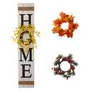 Glitzhome 42H Wooden Welcome Home Porch Sign with Interchangeable Wreaths for Front Door Vertical Farmhouse Standing Home Sign Hanging Wall Sign for Year Spring Fall Thanksgiving Christmas