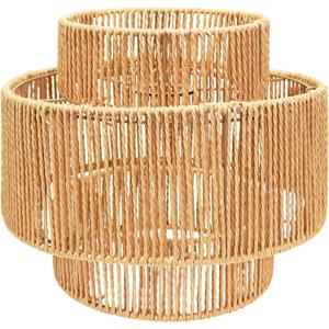 Hanging Light Lamp Shades Boho Rattan Lamp Shades, Woven LampShades for Floor Lamps Rattan Pendant Lights Boho Lamp Ceiling Light, Plug in Pendant Light Fixtures Hanging Lamp 1.54lb, 12 Inch-Lantern Shade