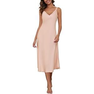 Silk Nightgown for Women Long Satin Slip Dress Nightdress Silky Chemise Nightie Soft V Neck Nightwear Size S