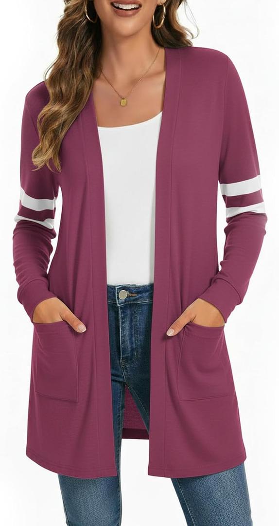 Lightweight Cardigan for Women Long Sleeve Sweater Office (S)