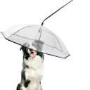 Pet Dog Transparent Umbrella, Clear Folding Adjustable Leash, Keeps Pet Dry in Rain (C Hook)