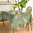 Horaldaily Spring Tablecloth 60120 Inch Rectangular, Green Plants Wild Fern Washable Table Cover for Party Picnic Dinner Decor