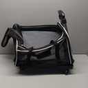 Cat Dog Carrier with Wheels Rolling Pet Carrier with Telescopic Handle, Shoulder Strap and Pet Bowl, Black