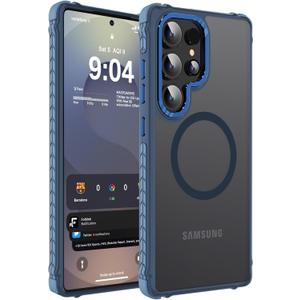 DEERLAMN Strong Magnetic Case for Samsung Galaxy S24 Ultra 6.8-Inch,[Compatible with Magsafe][Military Grade Drop Protection] Translucent Matte Shockproof Protective Phone Cover, Frosted Blue