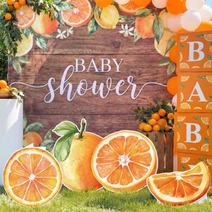 Xuhal 3 Pcs Little Cutie Baby Shower Decorations Orange Cutouts a Little Cutie is on the Way Baby Shower Party Decor Backdrop Photo Props for Birthday Party Supplies