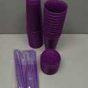 Amyhill 24 Pcs Reusable Cups with Lids and Straws 24 oz Glitter Iced Coffee Tumbler Plastic Travel Mug Cup for Smoothie Juices Birthday Sleepover Party Supplies for Girls(Purple)