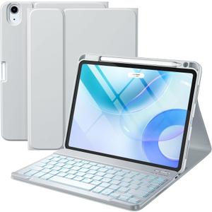 Harvopu Compatible with iPad Air 11-inch/ 10.9" Air 5th 4th Generation Case with Keyboard - Backlit Detachable, Folio Cover with Pencil Holder for iPad Air 11 Inch N4/M3/M2, Air 5/ Air 4 (Gray)