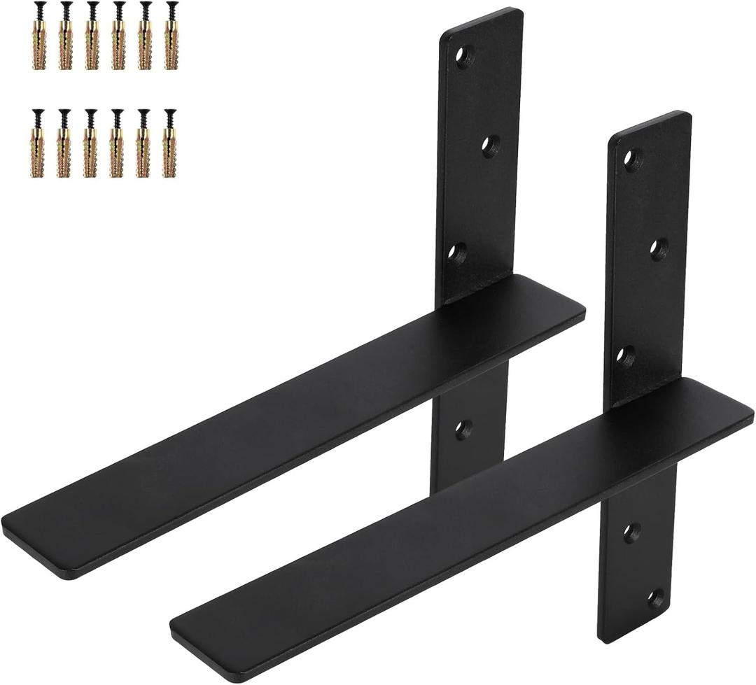 2-Pack Countertop Support Brackets 12"x11"x2", Heavy Duty Steel Metal Floating Hidden Shelf Bracket for Shelves, Quartz/Granite/Wood/Concrete/Laminate Countertops