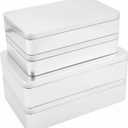 4 Pieces Mixed Sizes Rectangular Empty Tin Box Containers for Gift, Jewelery & Home Organization (Silver)