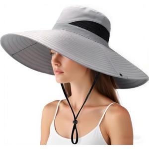 Super Wide Brim Fishing Hat for Men and Women,UPF50+ Waterproof Bucket Hat for Fishing, Hiking, Camping (Gray)