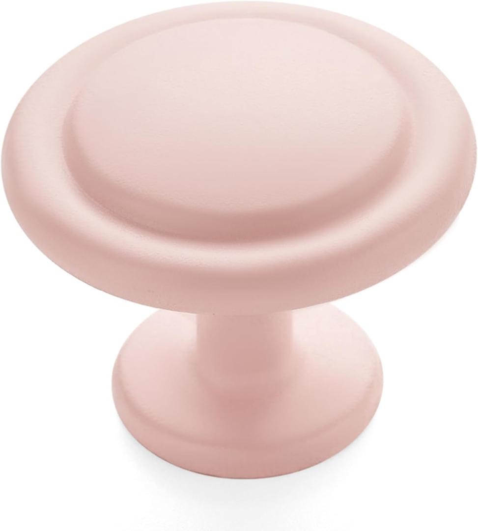 Ravinte 5 Pack 1-1/4 Inch Kitchen Cabinet Knobs Pink Frosted Zinc Pulls Door Handles for Dresser Drawers
