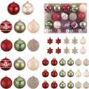42 Pcs Christmas Ball Ornaments Set Burgundy Army Green Champagne Shatterproof Christmas Tree Decorations Glittering Decorative Hanging Ornament Bulk for Xmas Tree Wreath and Holiday Party Decor