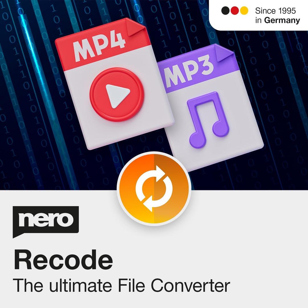 Nero Recode | MP3 & MP4 Converter Software | Audio & Video Converter | DVD Ripping, MP3, WAV, FLAC, MP4, AVI, MOV | Lifetime License | 1 PC | Windows 11 / 10 / 8