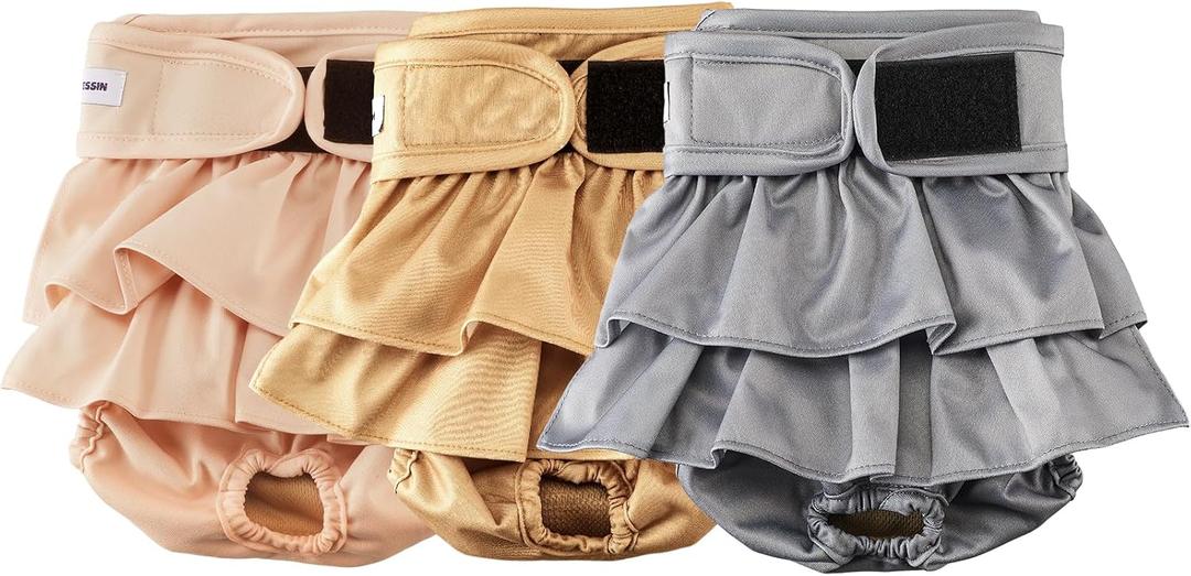 Reusable Dog Diapers Female Large Washable, Premium Doggie Diaper for Dogs, Pack of 3, Highly Absorbent Dog Diaper for Heat, Incontinence and Puppy Training(L)