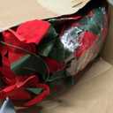 Crowye 20 Pcs Christmas Poinsettia Garland with Holly Leaves Artificial Poinsettia Flower Vines Xmas Rattan Ornament for Mantle Fireplace Table Indoor Outdoor Garland Christmas Decor