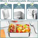 TeamFar Stainless Steel Bento Box, 3 Pack (16, 28 & 47oz) Metal Lunch Box with 3 Compartments for Adults Kids, Lunch Food Containers for School/Work/Meal Prep, Leak-Proof, 550ML+850ml+1400ML