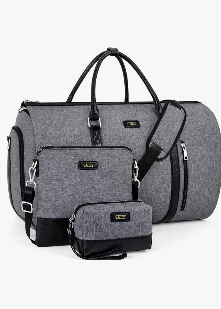 Convertible Garment Duffel Bag for Travel - Carry On Garment Bags With Toiletry Bag Large Weekender Bag for Men Women 2 in 1 Hanging Suitcase Suit Travel Duffel Overnight Bags 4pcs Set