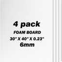 4 Pack Foam Board 30"x40", 0.23" White Poster Board, Acid-Free Double Sided Foam Core Board for Presentation Art, Display, Office, School Projects, Crafting, Sign Making