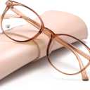 miyya Blue Light Blocking Glasses Women, Fashion Round Transparent Anti Blue Light Glasses with Anti Eyestrain & UV Glare (Coffee)