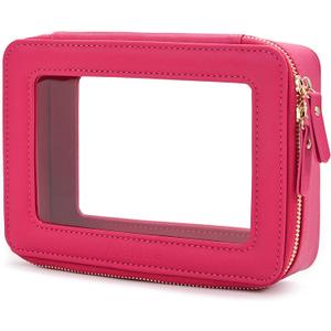 Aveniee Clear Makeup Bag Organizer,Travel Toiletry Bag for Women,Waterproof Cosmetic Pouch with Zippers,Car Accessories Organizers and Storage Case,Hotpink (PitayaPink)